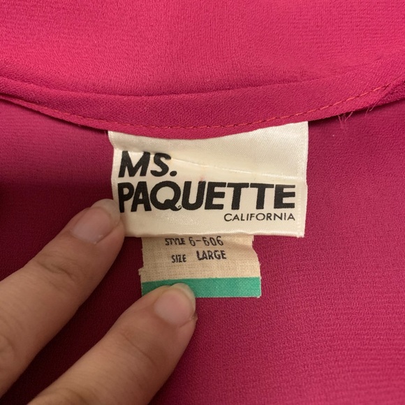 VINTAGE Ms. Paquette | Ruffle Collar Puff Shoulder Long Sleeve Button Up | L - Picture 10 of 11